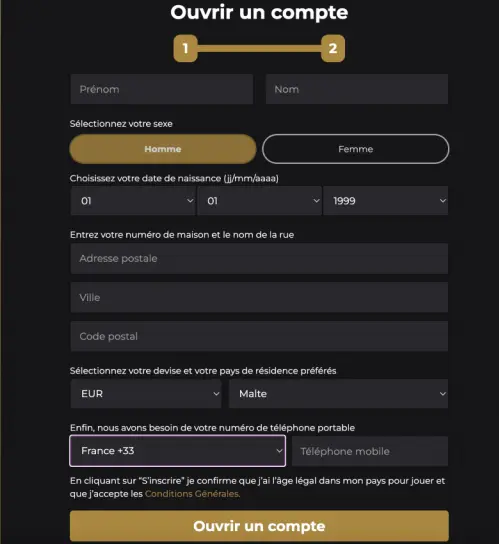 Procédure d'inscription sur le casino Lucky31