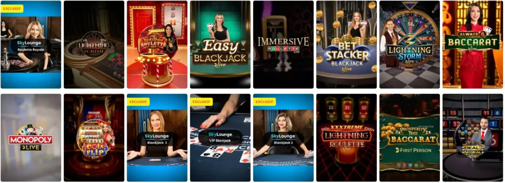 Tables de jeux en direct sur Lucky31 casino